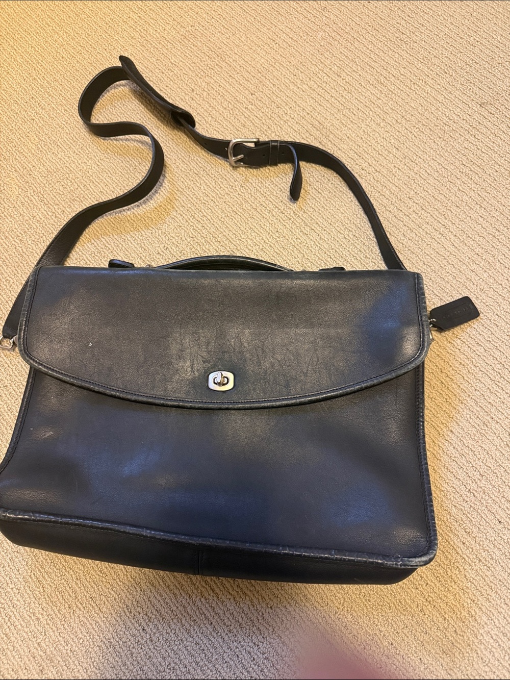 Coach Metropolitan 5265 Black glove tanned Leather Briefcase Messenger Bag